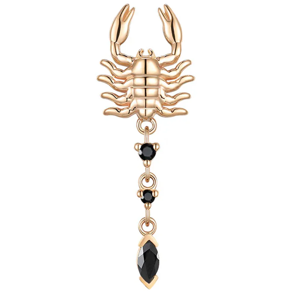 threadless: "Draco" Scorpion End in Gold with Black Agate - Image 7