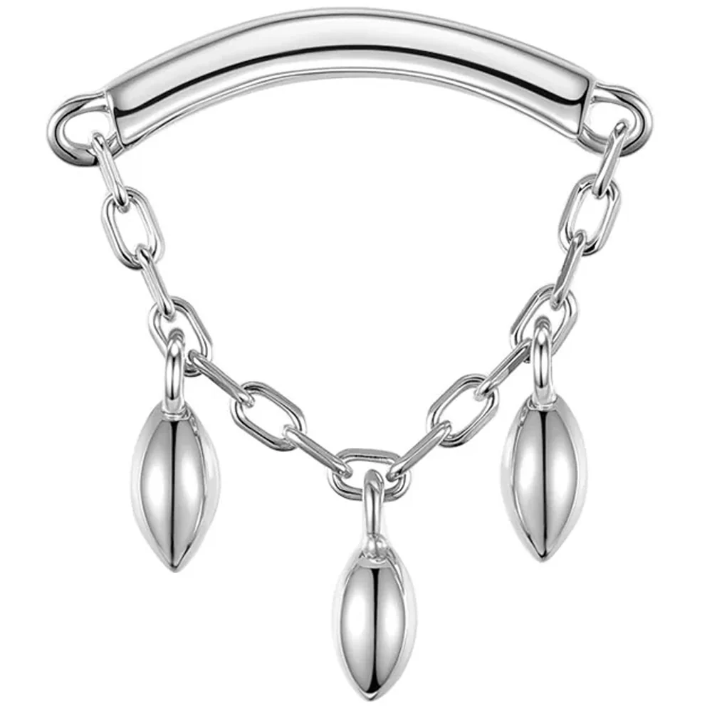 threadless: "Dripping Marquise Bead" Hidden Helix End with Chain in Gold - Image 2