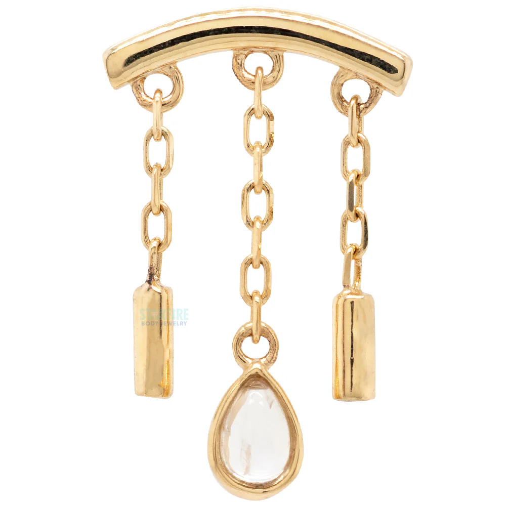 threadless: "Dwiggi" Pear Hidden Helix End with Chains in Gold with Moonstone - Image 3