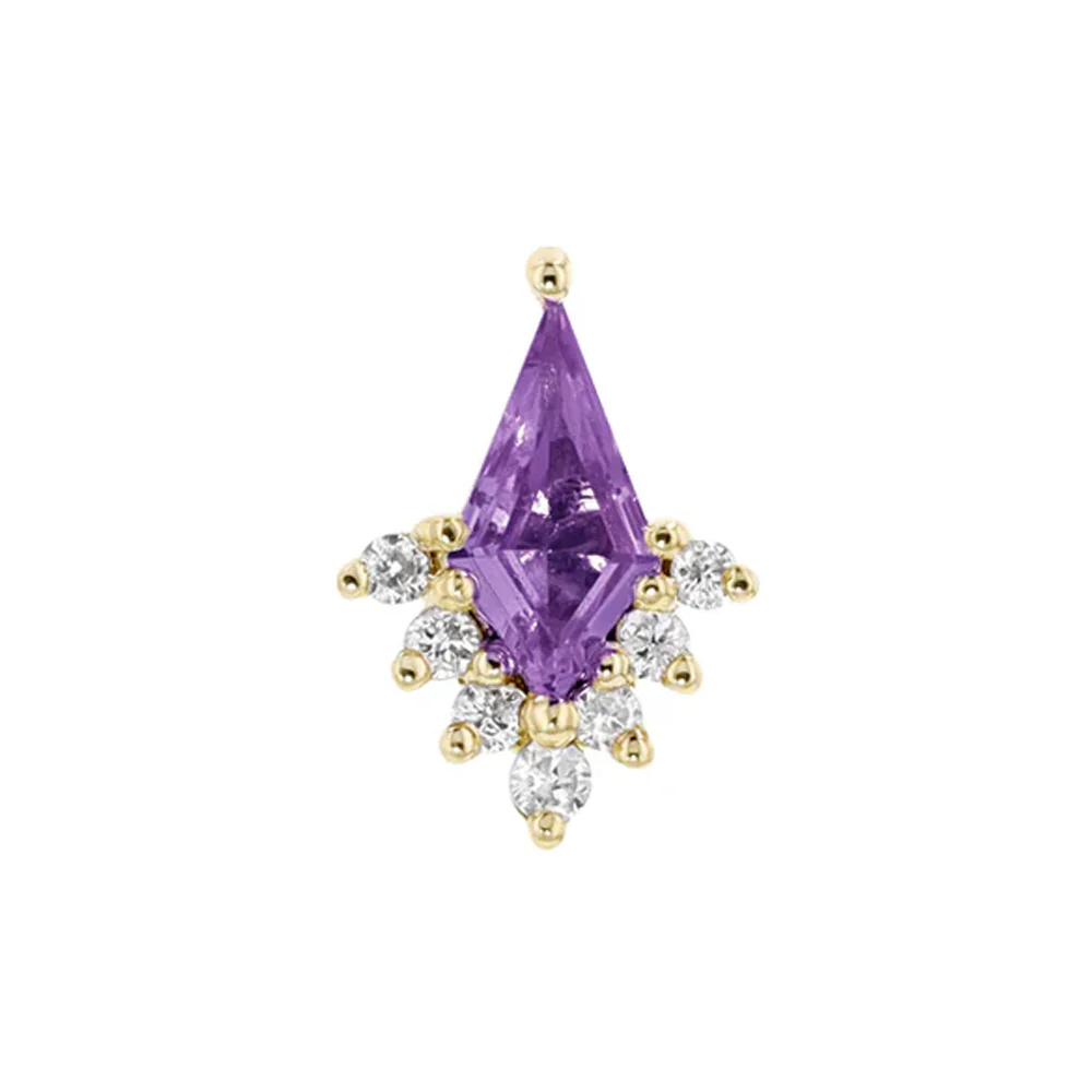 threadless: "Jasmine" End in Gold with Amethyst & Diamonds - Image 2