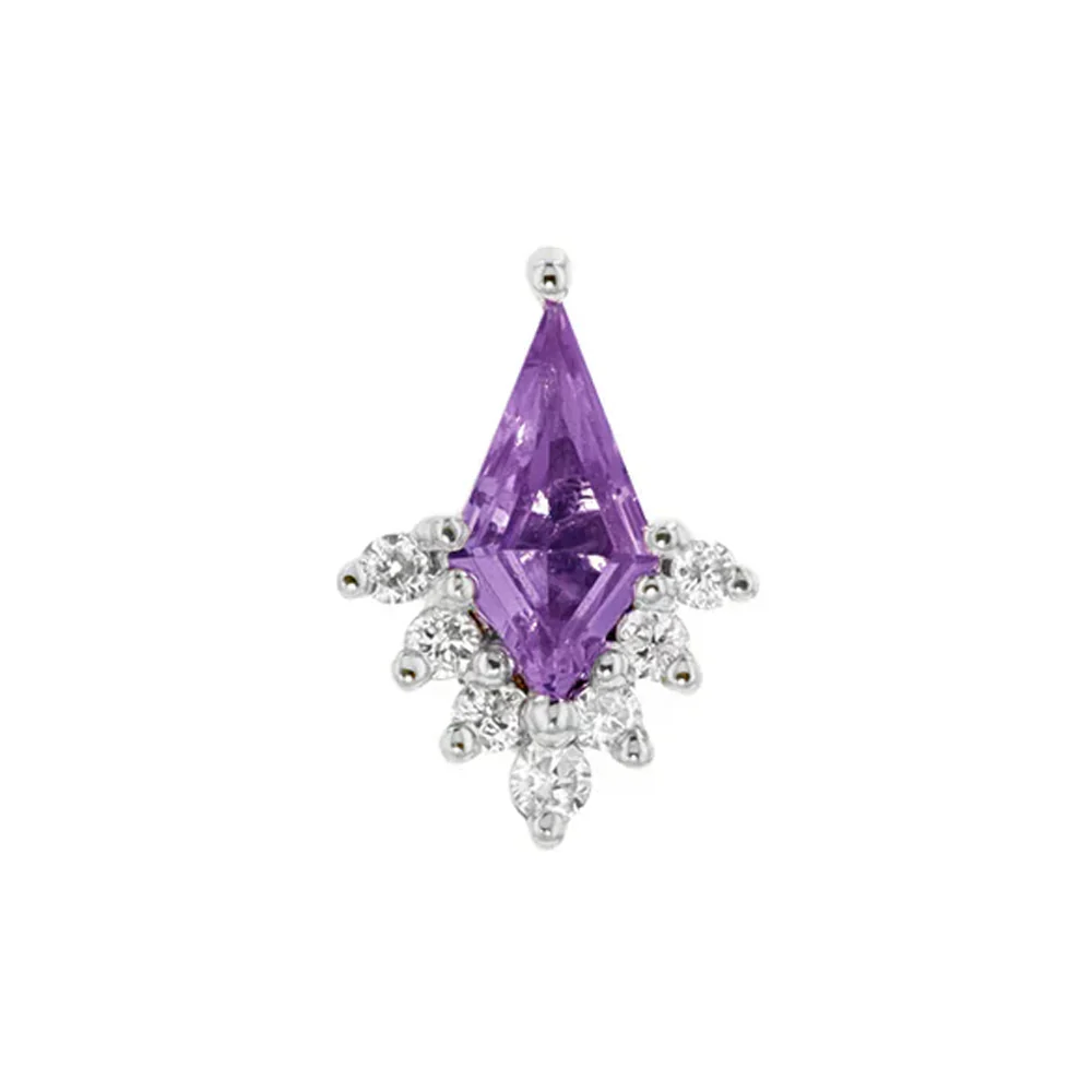 threadless: "Jasmine" End in Gold with Amethyst & Diamonds - Image 3