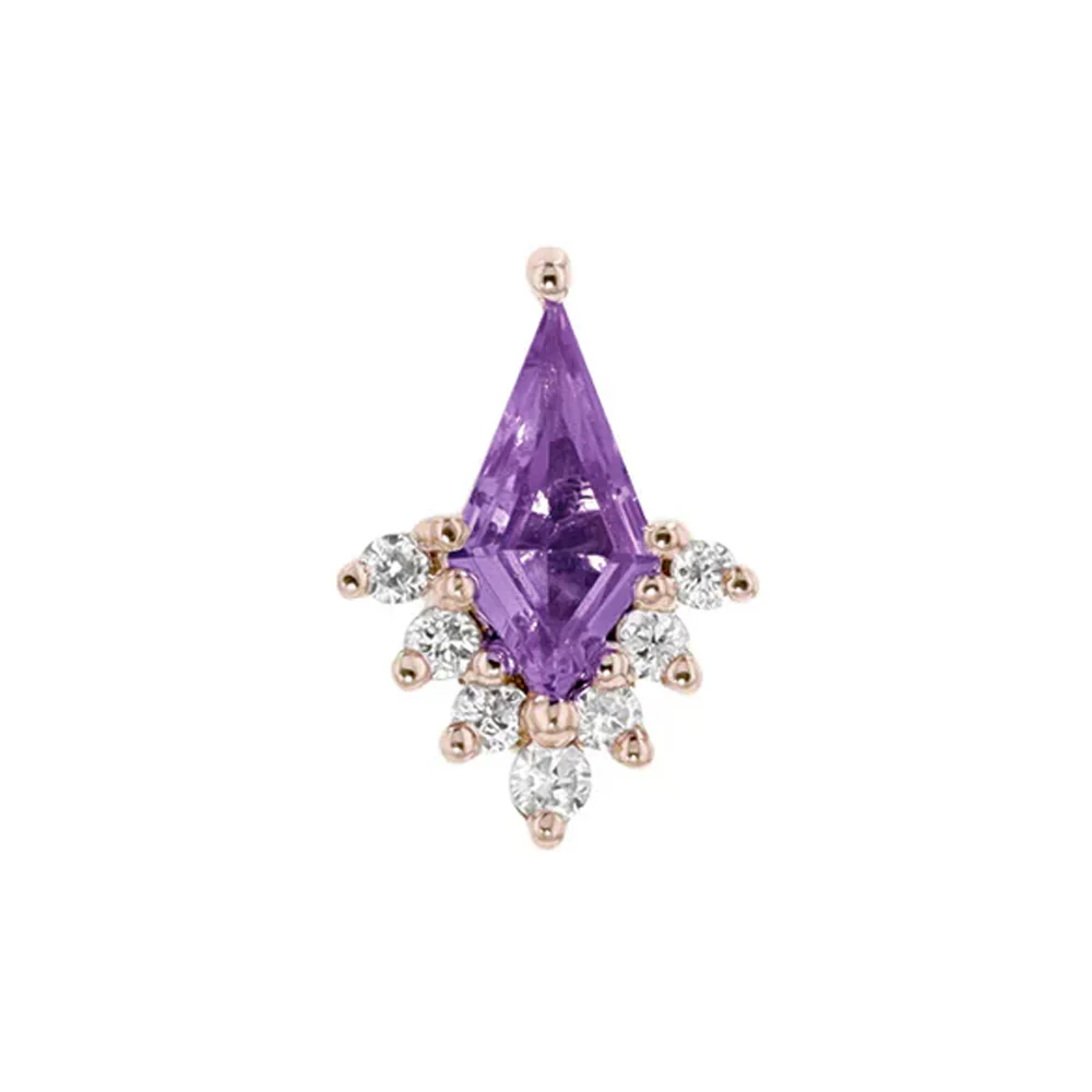 threadless: "Jasmine" End in Gold with Amethyst & Diamonds - Image 4