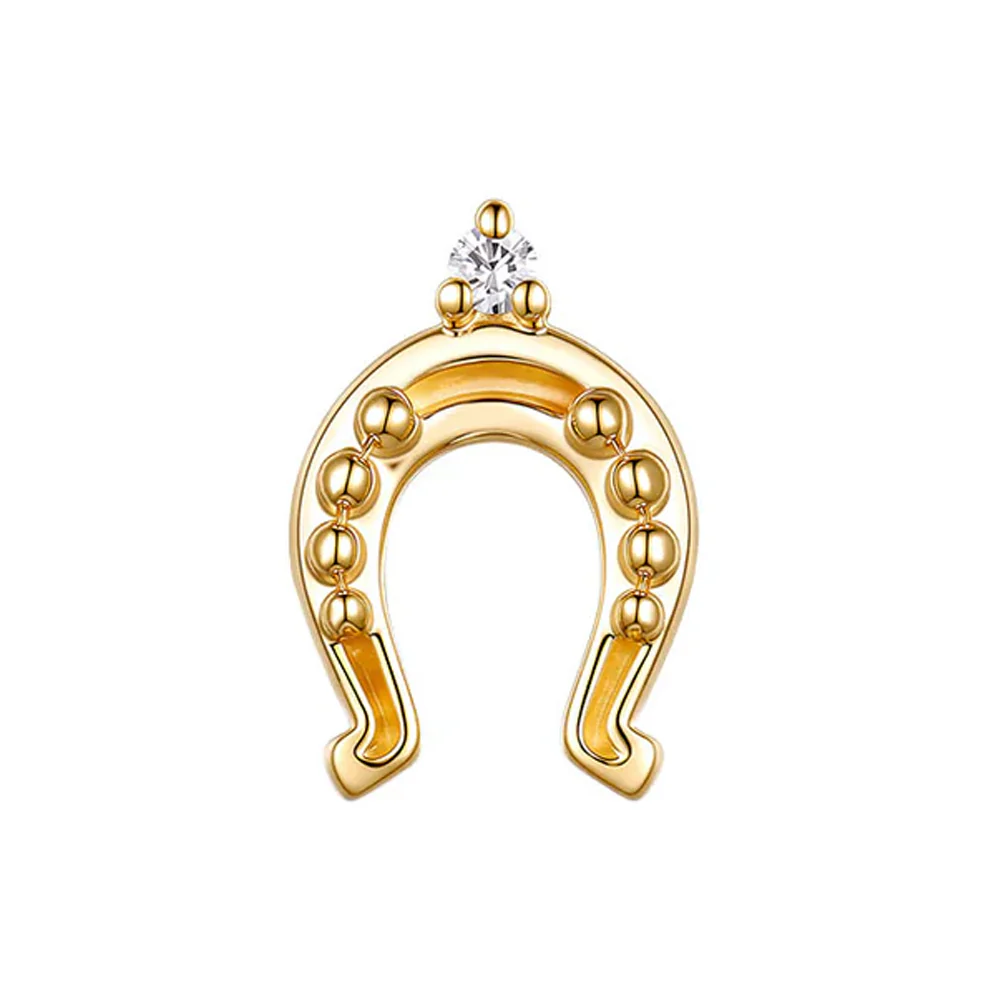 threadless: "Maverick" Horseshoe End in Gold with Diamond - Image 2