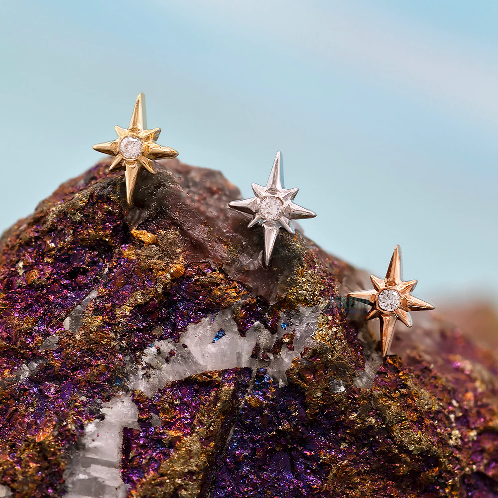threadless: "Nova" End in Gold with Diamond - Image 2