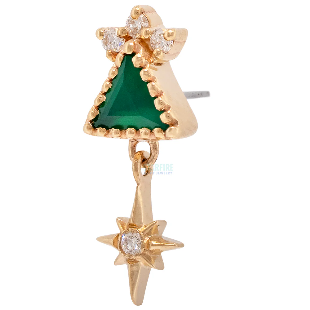 threadless: "Solstice" End in Gold with Green Chalcedony & Diamonds