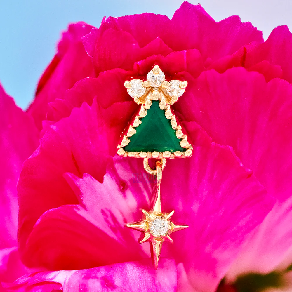 threadless: "Solstice" End in Gold with Green Chalcedony & Diamonds - Image 2