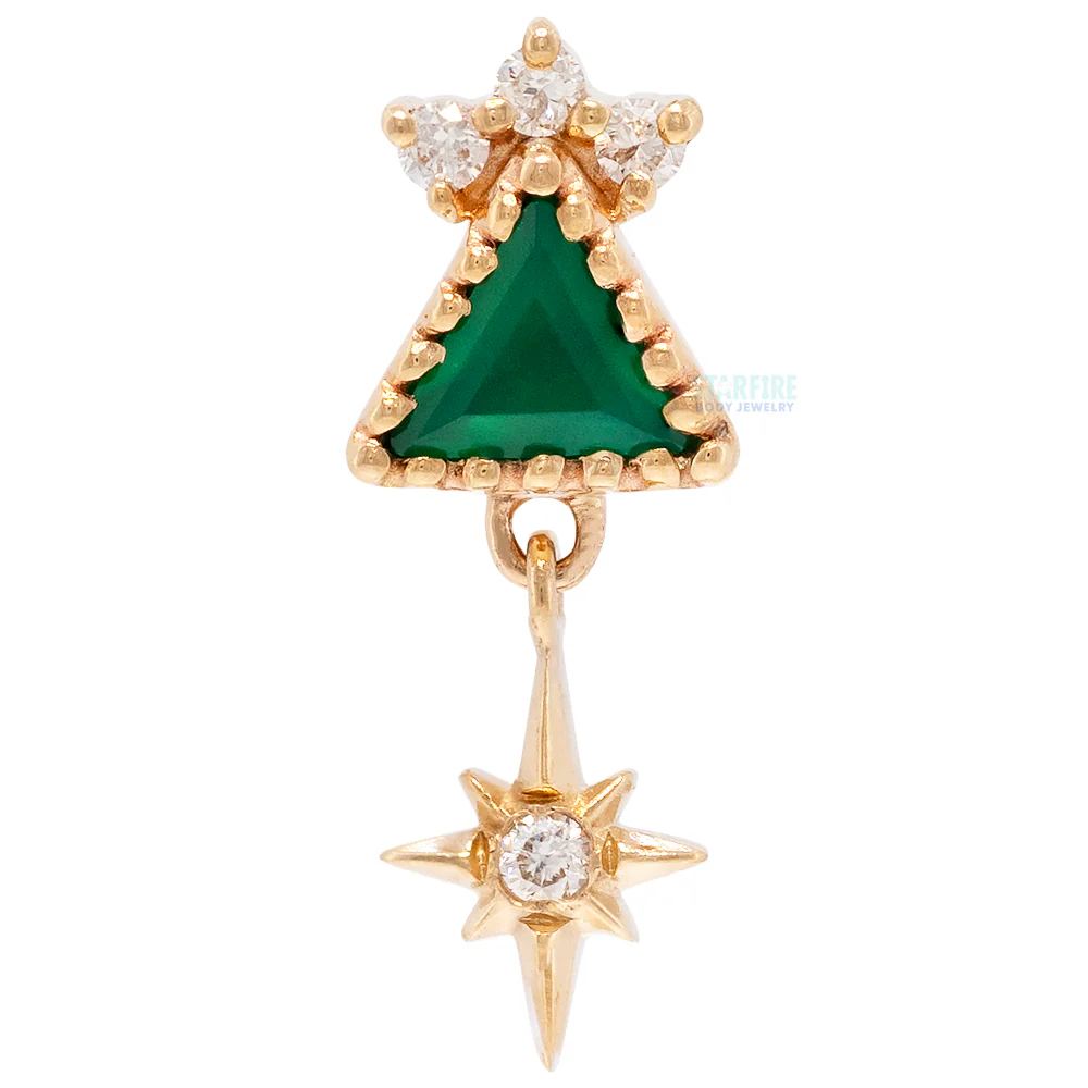 threadless: "Solstice" End in Gold with Green Chalcedony & Diamonds - Image 3