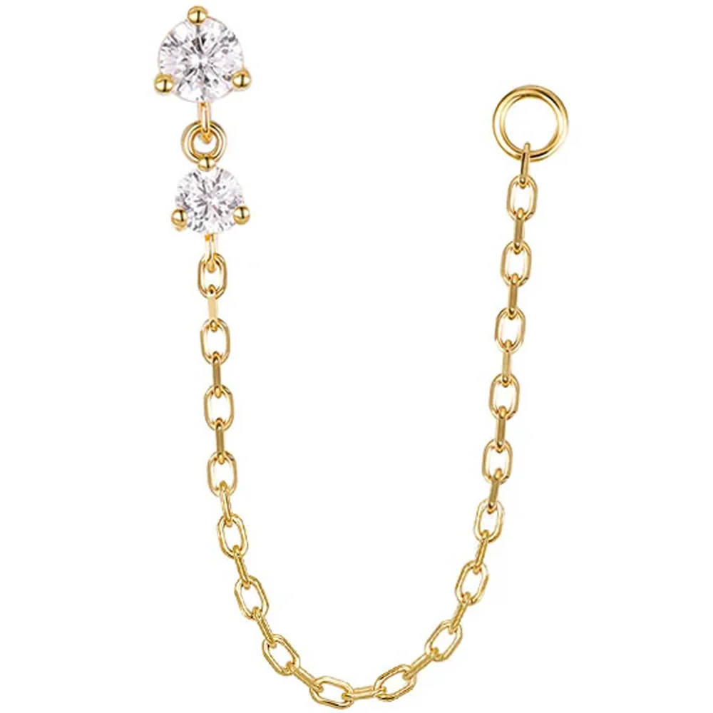 threadless: "Spark" Chain Attachment End in Gold with CZ's