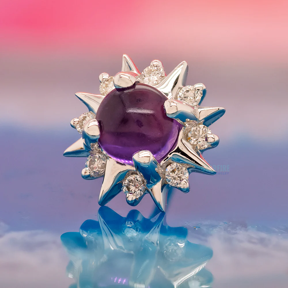 threadless: "Surya" End in Gold with Amethyst & Diamonds - Image 2