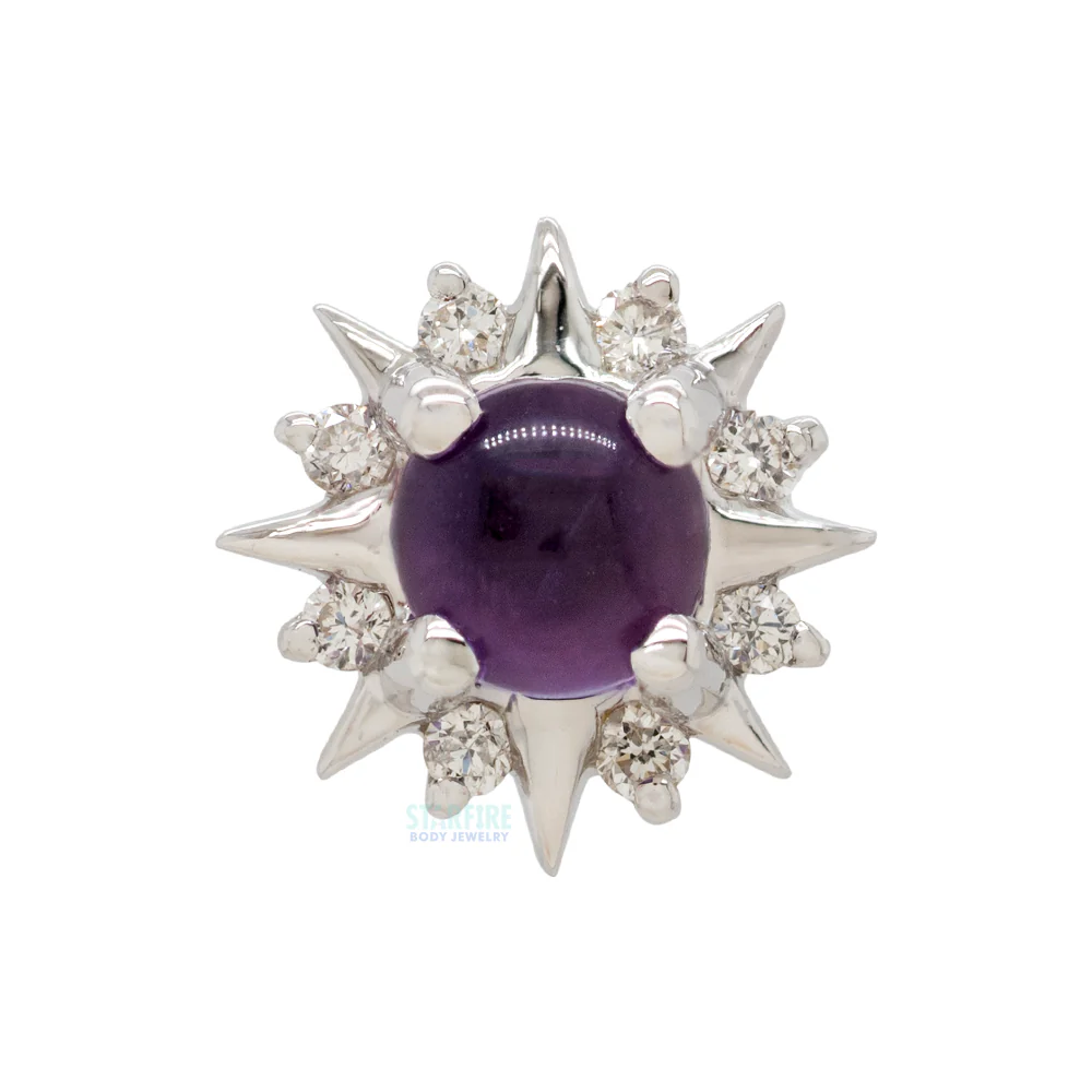 threadless: "Surya" End in Gold with Amethyst & Diamonds - Image 3