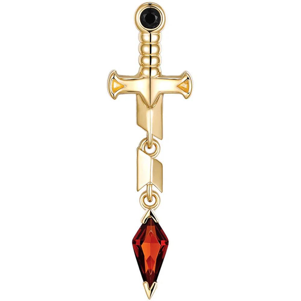 threadless: "Svyn" End in Gold with Black Agate & Red Garnet - Image 3