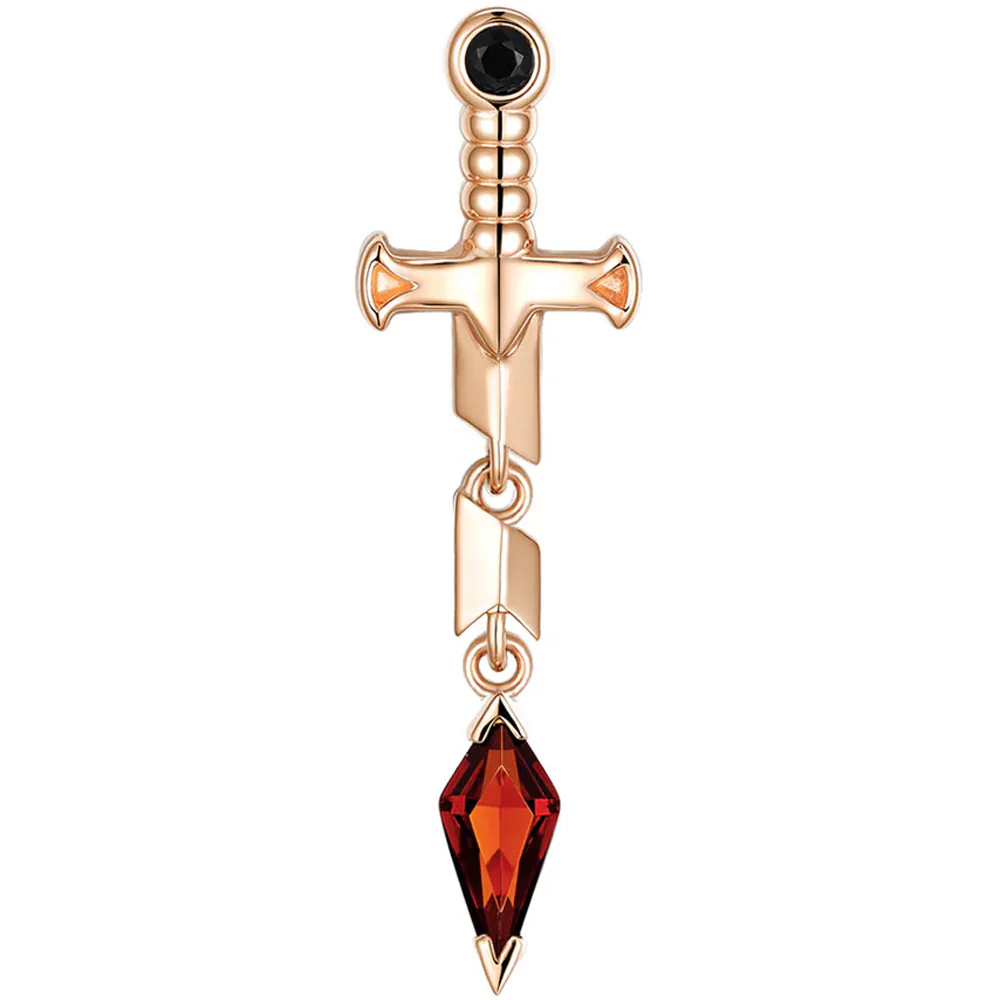 threadless: "Svyn" End in Gold with Black Agate & Red Garnet - Image 5
