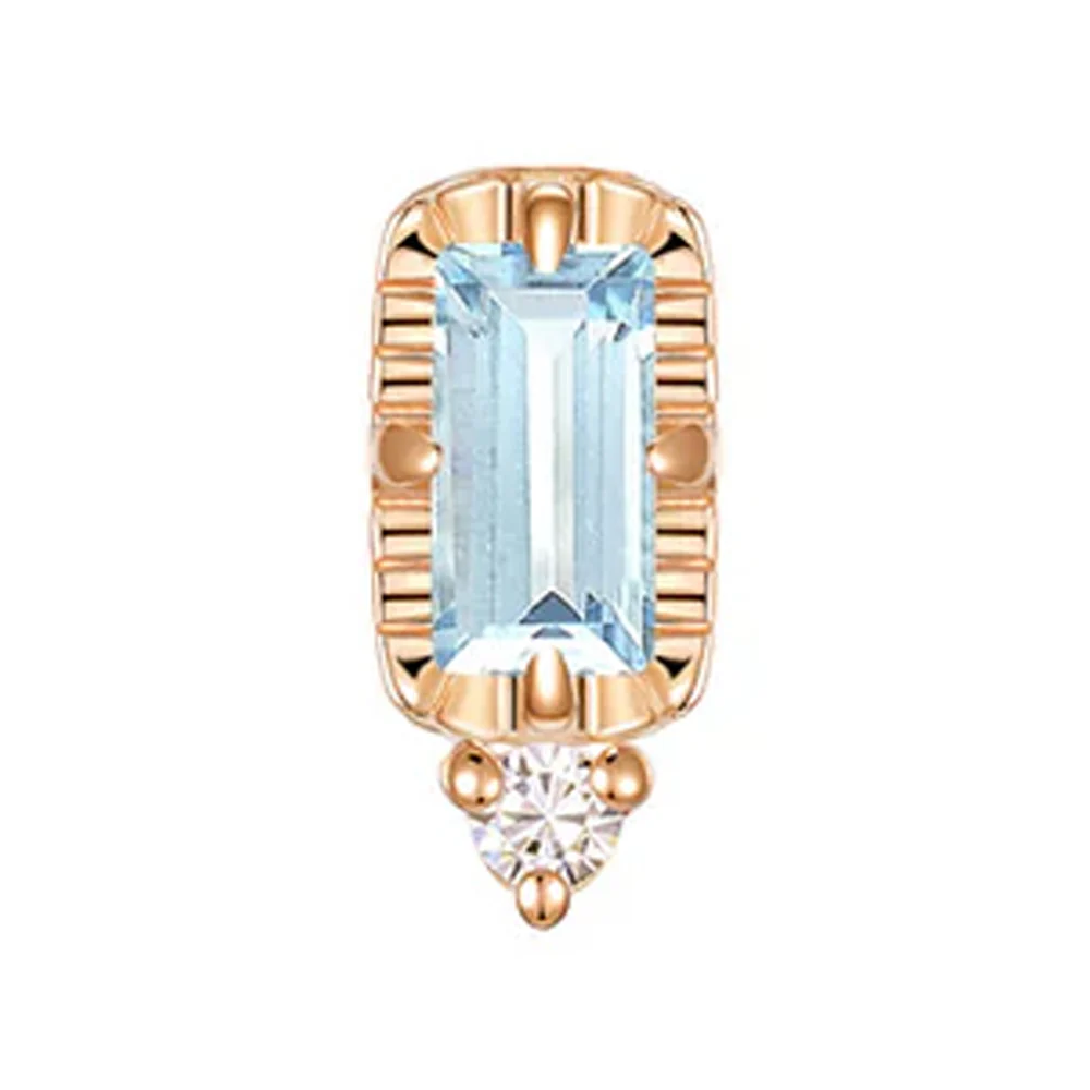 threadless: "Sylvie" End in Gold with Colored Genuine Gemstones & Diamond - Image 4