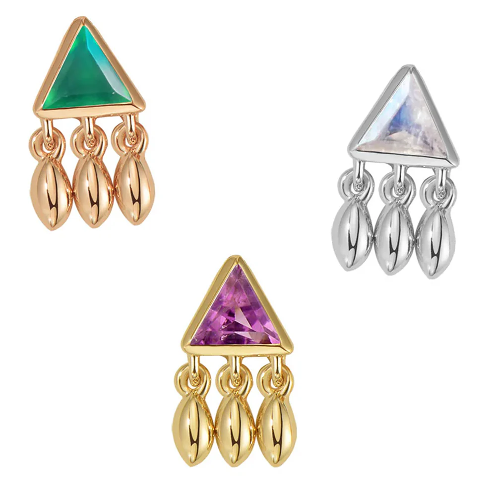 threadless: "Tessa" End in Gold with Colored Genuine Gemstones