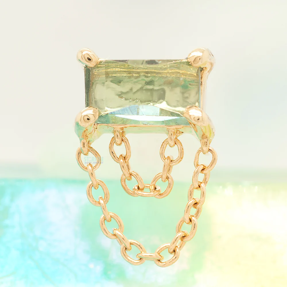 threadless: Tourmaline Flat Back Bar End with Chains in Gold - Image 2