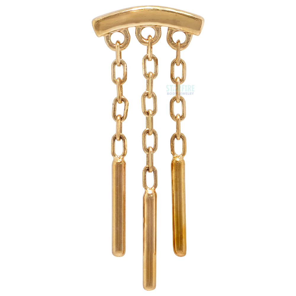 threadless: "Triple Wind Chime" Hidden Helix End with Chains in Gold
