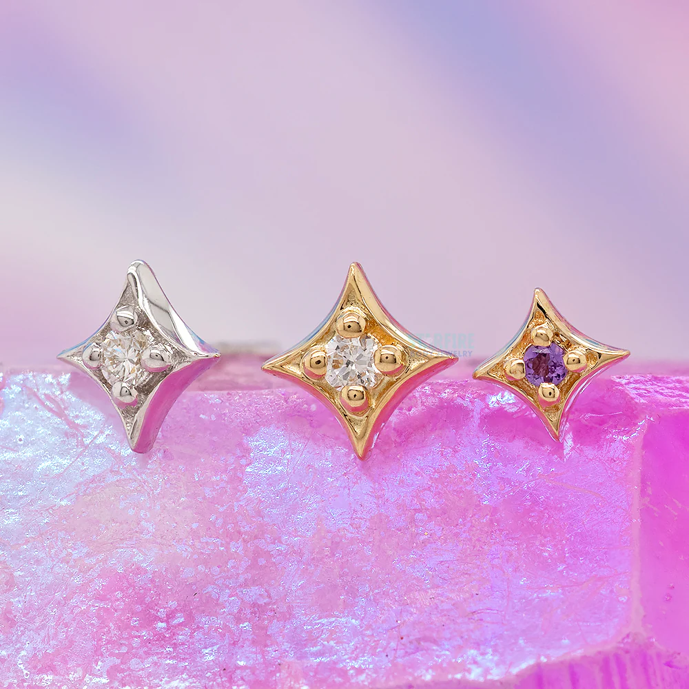 threadless: "Zara" End in Gold with Genuine Gemstones - Image 2
