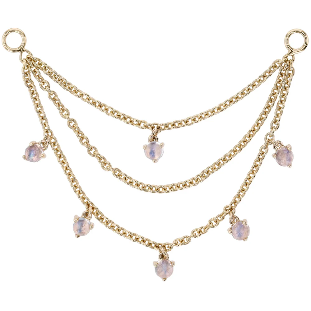 Triple Chain with Dripping Round Moonstones - Image 3