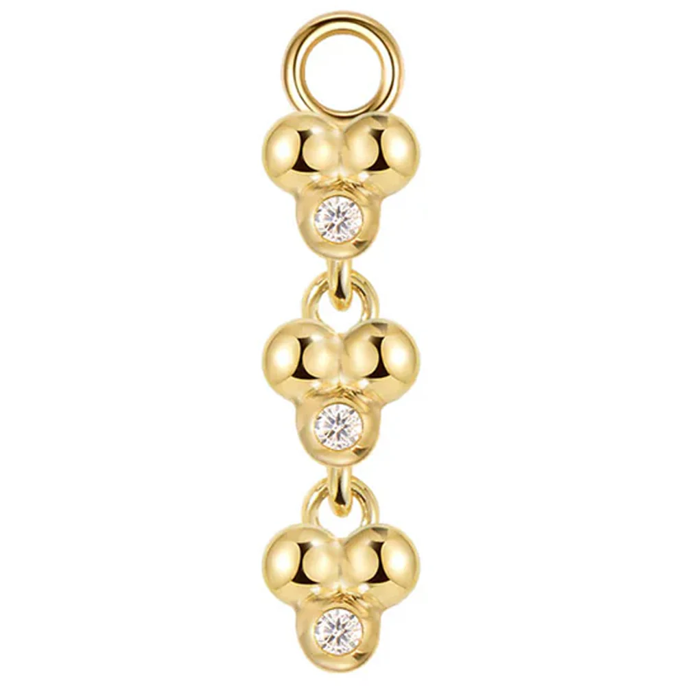 "Triple Ezra 3" Charm in Gold with Diamonds - Image 2