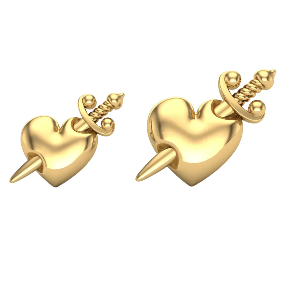Daggered Heart Threaded End in Gold - Image 2
