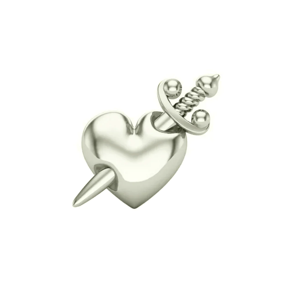 Daggered Heart Threaded End in Gold - Image 4