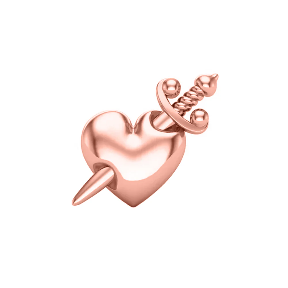 Daggered Heart Threaded End in Gold - Image 5