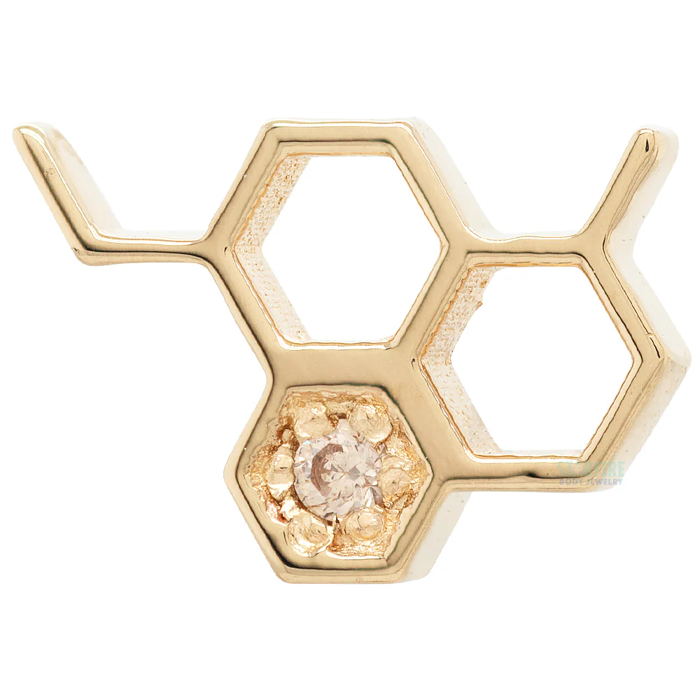 threadless: Big Honeycomb End in Gold with CZ
