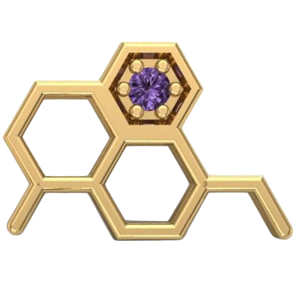 threadless: Big Honeycomb End in Gold with CZ - Image 8