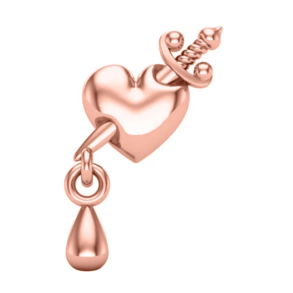 threadless: Daggered Heart End with Dangle in Gold - Image 5