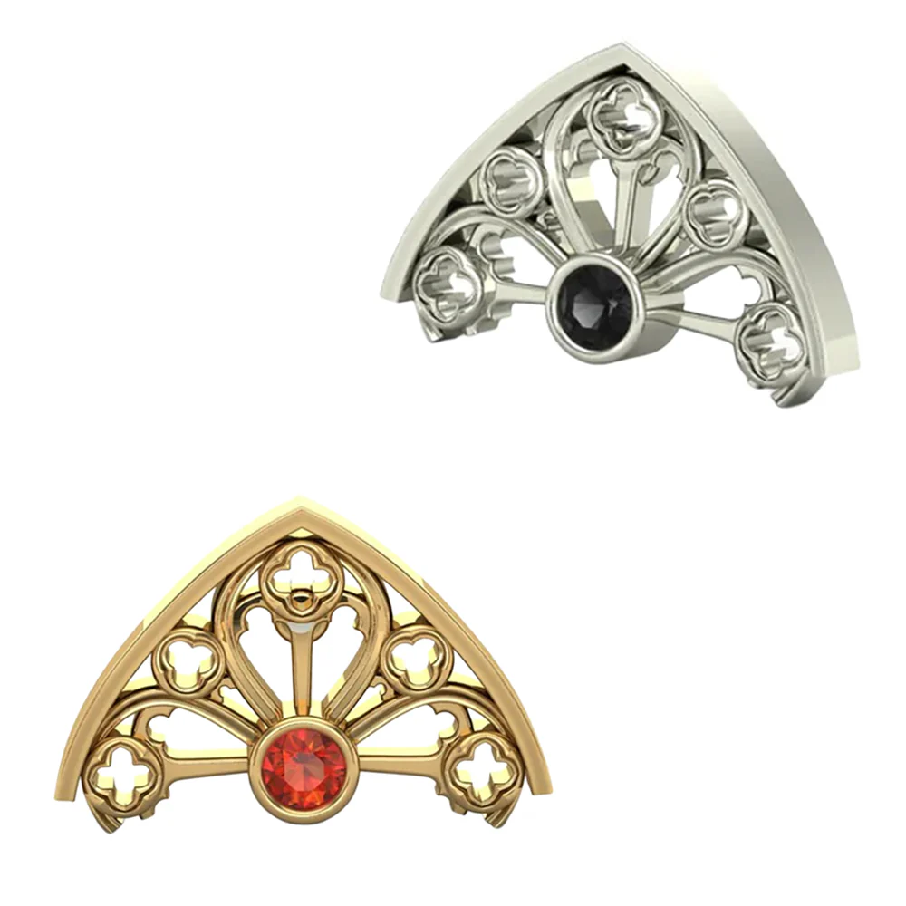 Tracery Window Threaded End in Gold with Gemstone