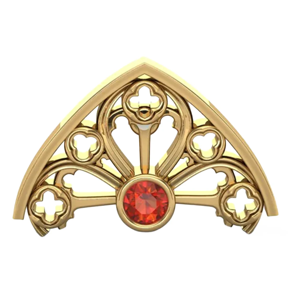 Tracery Window Threaded End in Gold with Gemstone - Image 2