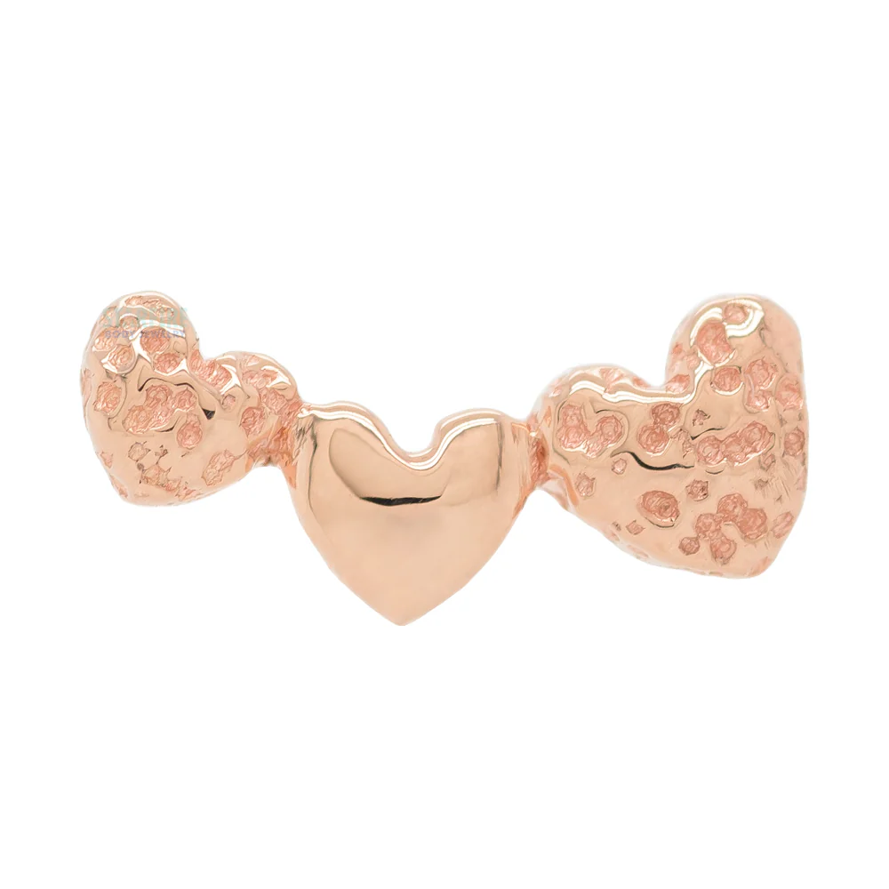Triple Hearts Threaded End in Gold