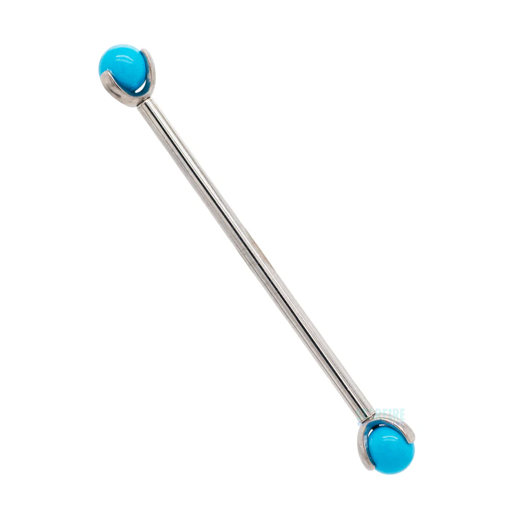 Natural Stone Ball in Prong's Industrial Barbell - Image 15