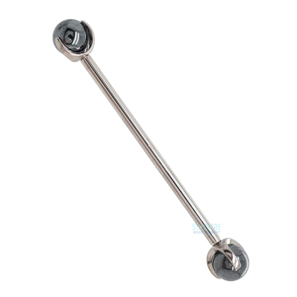 Natural Stone Ball in Prong's Industrial Barbell - Image 20