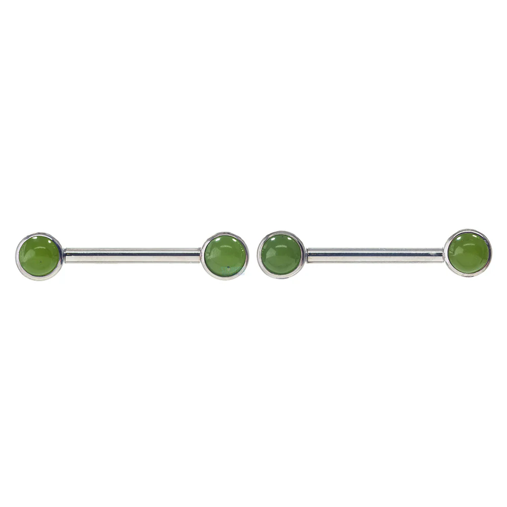 Natural Stone Forward Facing Nipple Barbells in Bezel's - pair - Image 4
