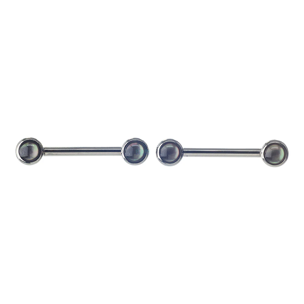 Natural Stone Forward Facing Nipple Barbells in Bezel's - pair - Image 5