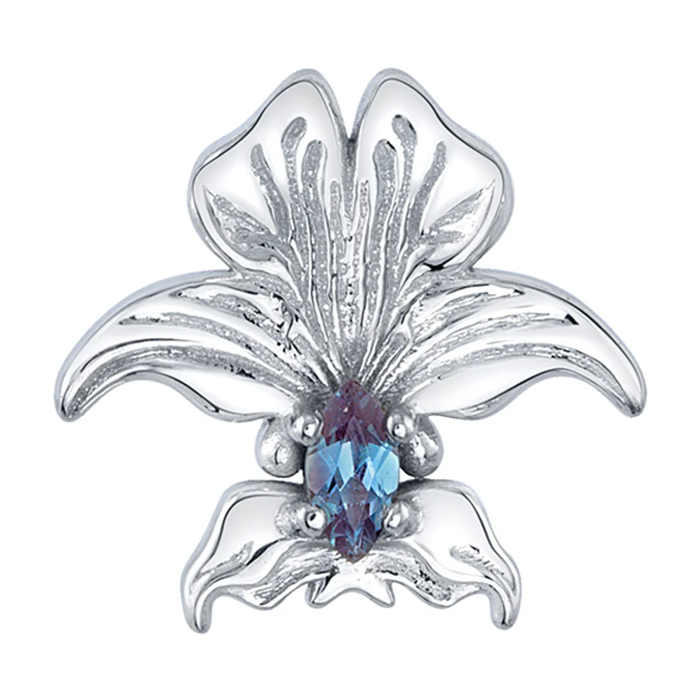 "O'Keefe 2" Threaded End in Gold & Platinum with Chatham Alexandrite - Image 2