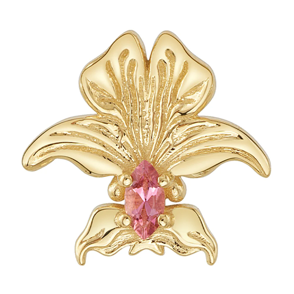 "O'Keefe 2" Threaded End in Gold & Platinum with Pink Sapphire - Image 2