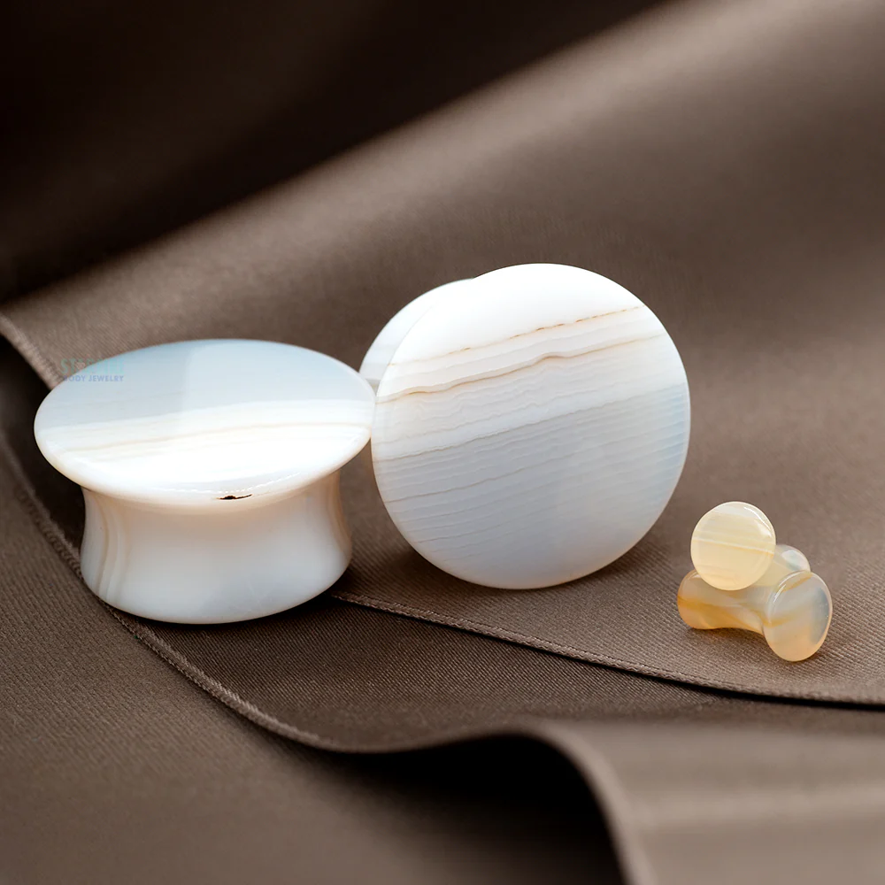 Mayan Style Stone Plugs - Montana Agate - Image 2