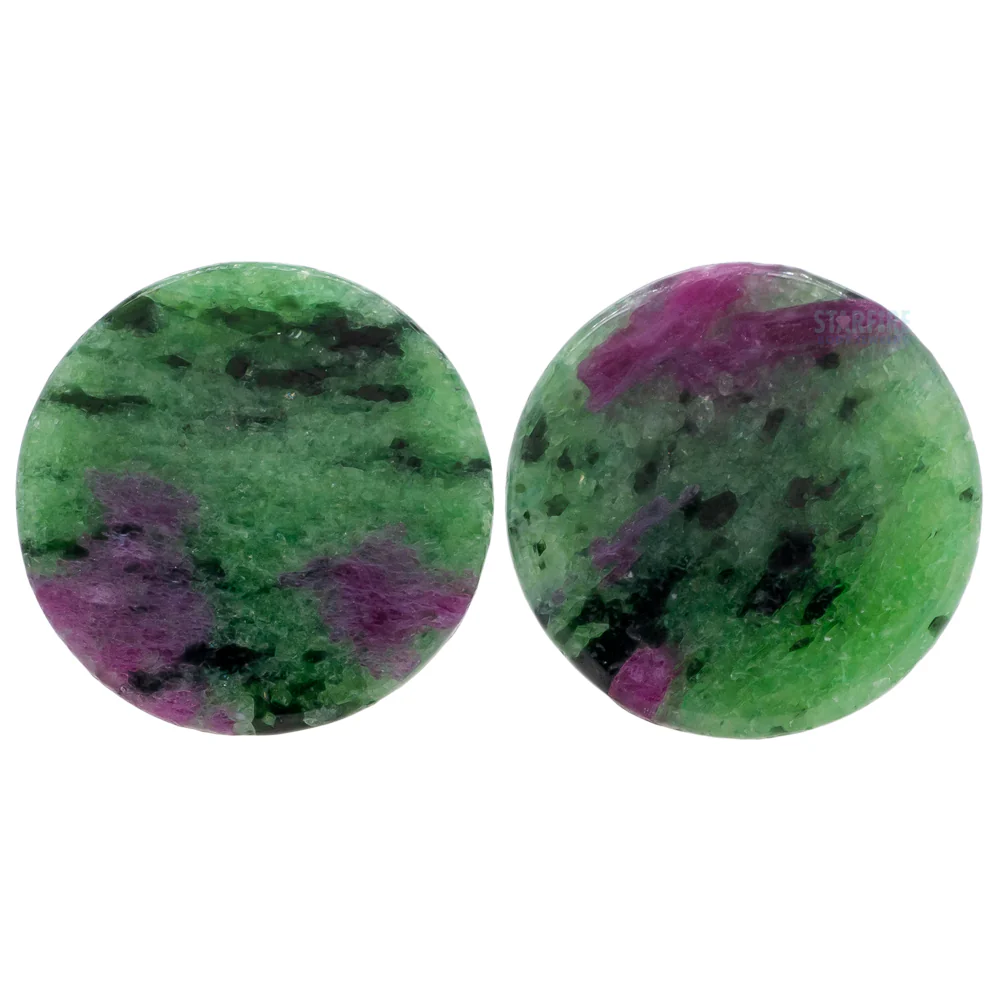 Mayan Style Stone Plugs - Ruby in Zoisite - Image 3