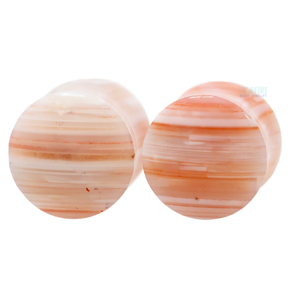 Stone Plugs - Orange Tibetan Agate