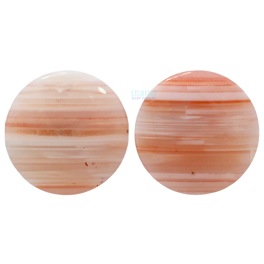 Stone Plugs - Orange Tibetan Agate - Image 2