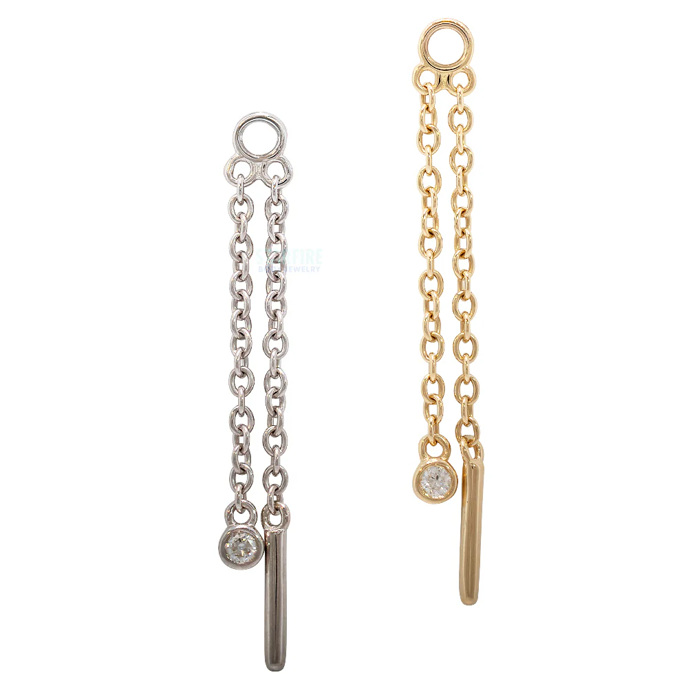 "Jetta" Chain Charm in Gold with Diamond