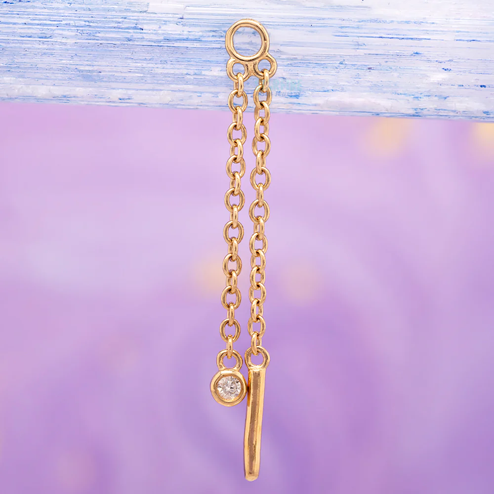 "Jetta" Chain Charm in Gold with Diamond - Image 2