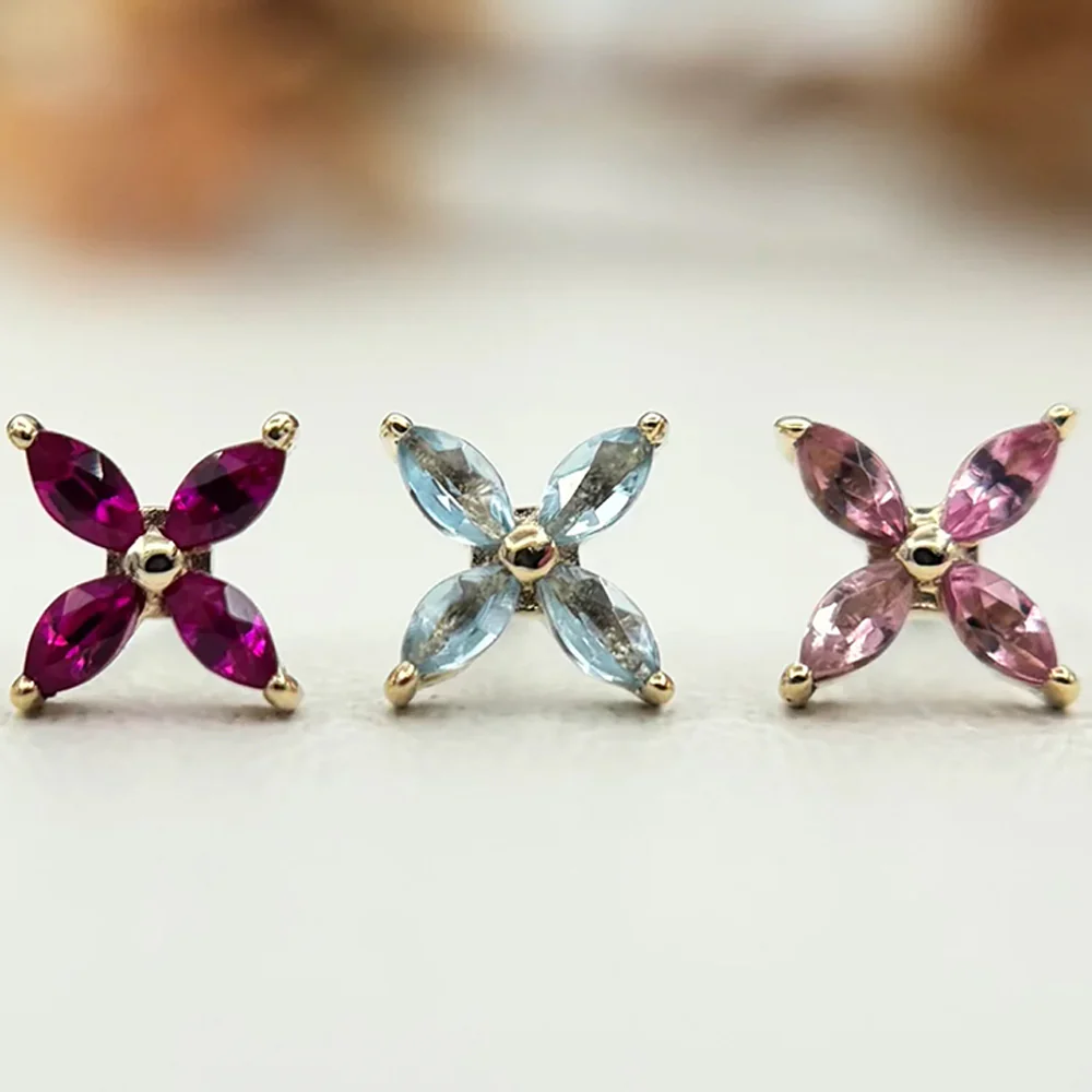 threadless: "Mia" End in Gold with Gemstones - Image 3