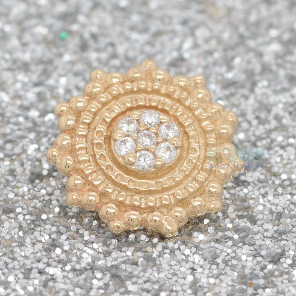 "Parasol" Threaded End in Gold with White CZ's - Image 2