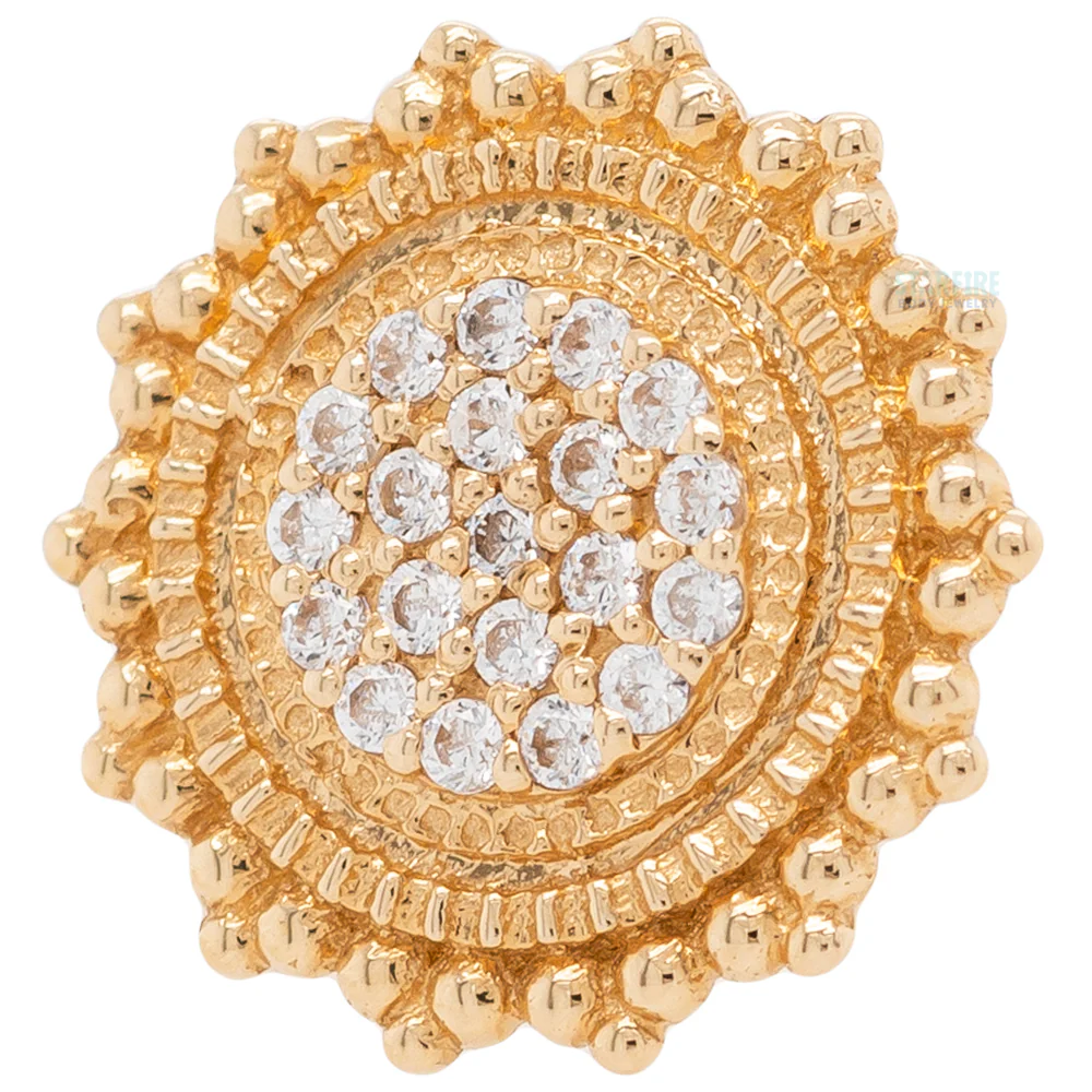 "Parasol" Threaded End in Gold with White CZ's - Image 3