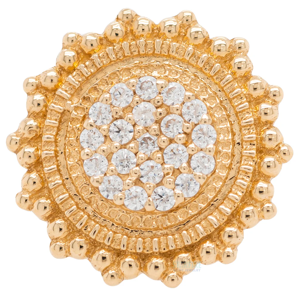 "Parasol" Threaded End in Gold with White CZ's - Image 4