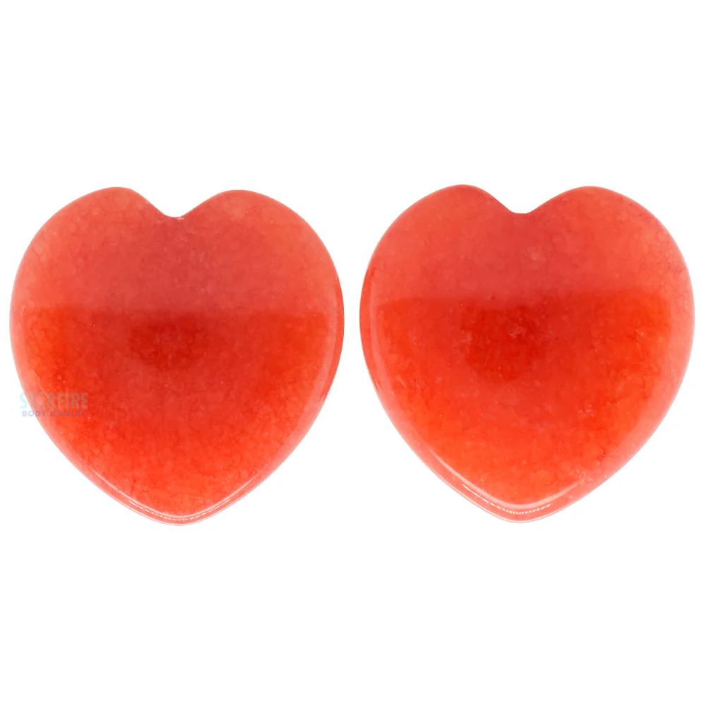Heart Stone Plugs - Red Jade - Image 3
