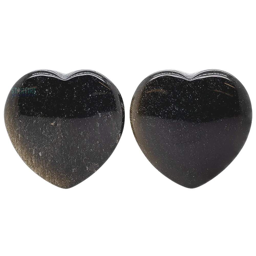 Heart Stone Plugs - Gold Obsidian - Image 4